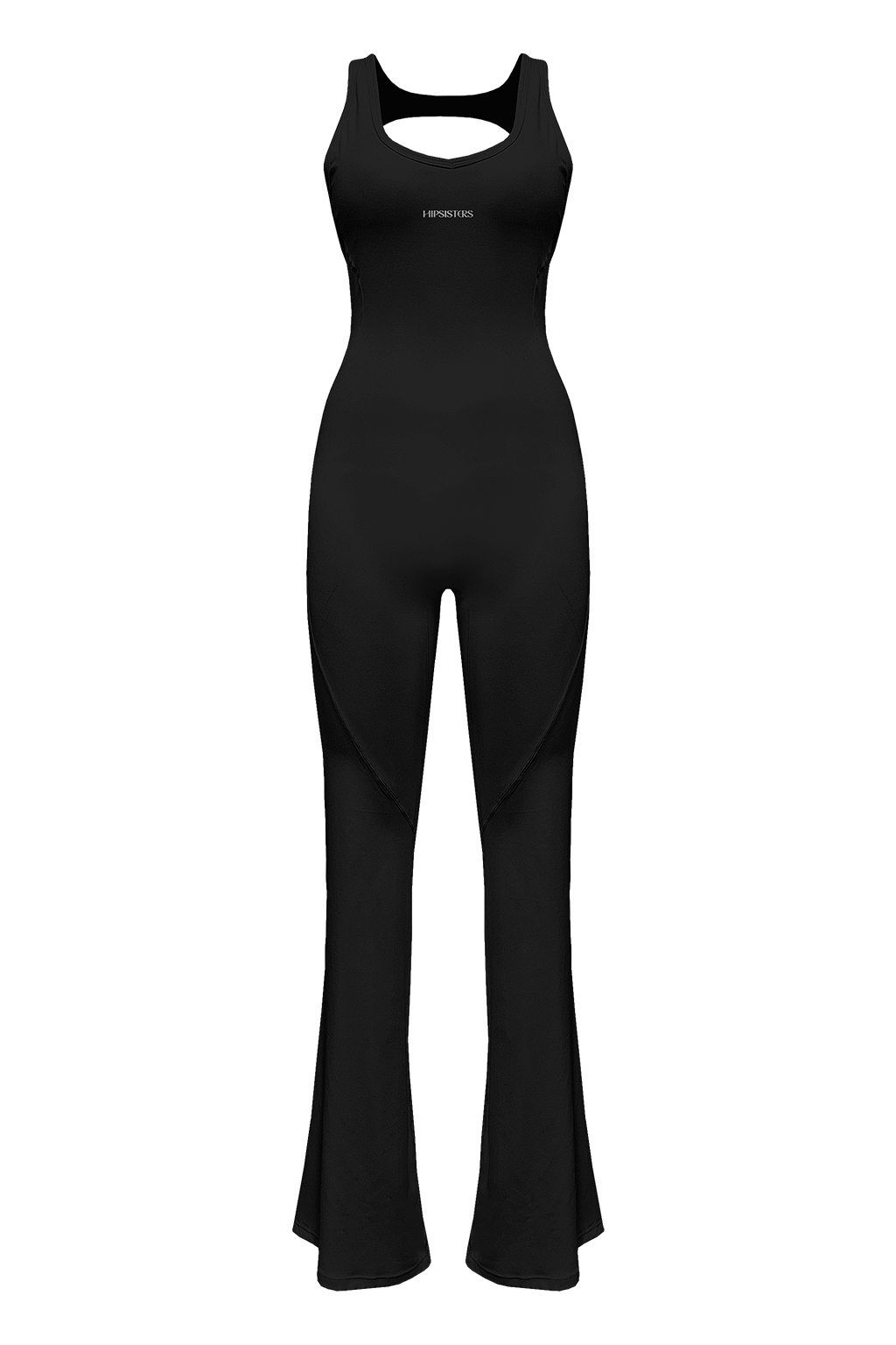 All-in-one Backless Jump Suit Bootcut Black