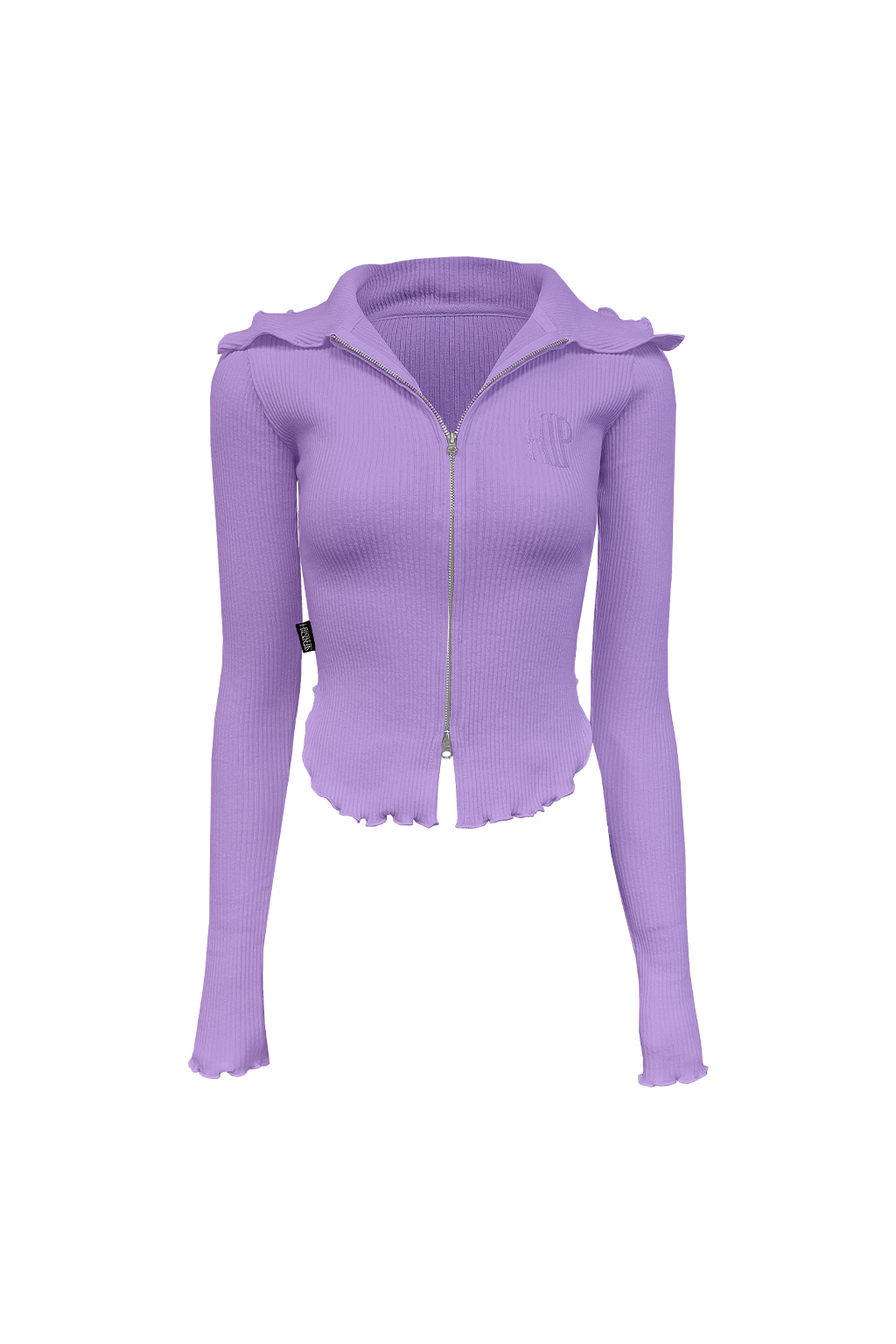 Ribbed Tension Two-Way Glamour Zip-Up Lavender